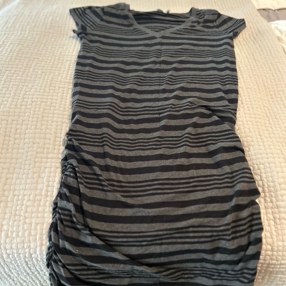 Athleta Black and Gray Striped Mini Dress